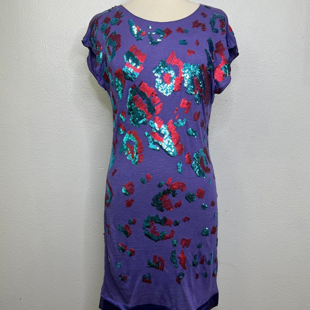 Hale Bob Short Sleeve Dress with Sequins Size S 1GET6744